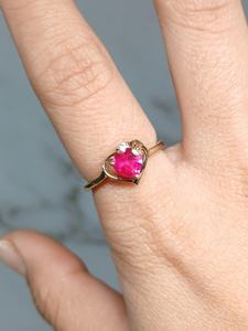 Pink Ruby Heart <b>Ring</b> 925 Sterling Silver 14K Gold Plated Size 6 5 Romantic Jewelry Gift For Women Lightweight - Product Image 5