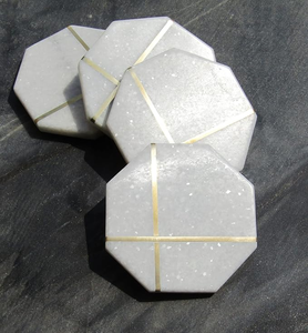 FAIZA CRAFT Luxury <b>Marble</b> <b>Coasters</b> Durable Eco-Friendly Round 4x4 Inches for Home & Office Use - Product Image 3