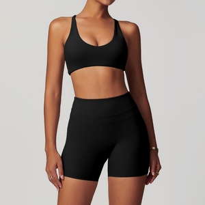 <b>Black</b> Racerback Tank Top High Waist Full Length <b>Leggings</b> 2 Piece Yoga Set Seamless Activewear Four-Way Stretch - Product Image 4