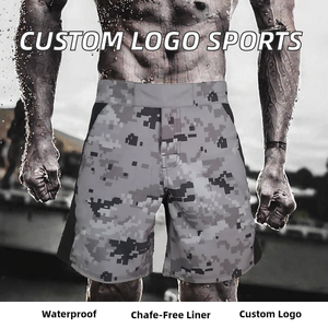 Custom Logo Solid 2-in-1 MMA <b>Shorts</b> Anti-Chafing <b>Liner</b> Training <b>Running</b> Fitness Canvas Polyester/Cotton Waterproof for Men - Product Image 2