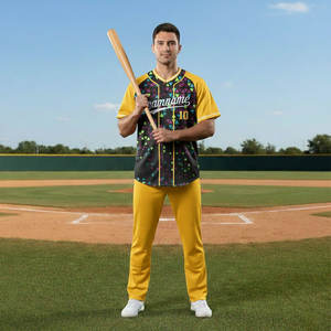 Uniforme de Softbol Personalizado de Poliéster Estampado, Camiseta de Béisbol Rosa Lisa, Camiseta de Béisbol para Hombre, Pantalones Cortos de Béisbol 100% Poliéster - Product Image 6