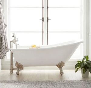 Copper <b>Bath</b> Tub Wholesale Hammered Finished Free Standing Mexican Double Slipper Clawfoot Handcrafted - Product Image 3