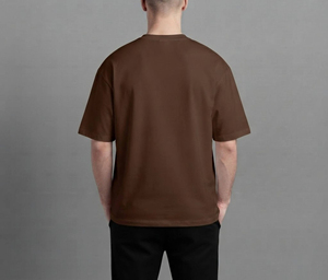 Men's Brown Cotton T-Shirt Short Sleeve O-Neck Casual Oversized Front Logo High Street Breathable Eco-Friendly <b>Sand</b> Washed - Product Image 3