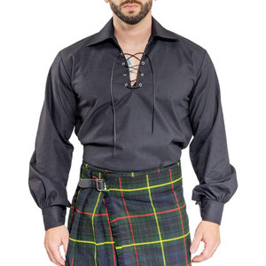 Chemise traditionnelle Jacobite à manches longues, à lacets, boutonnée, anti-plis, personnalisée pour homme - Product Image 1