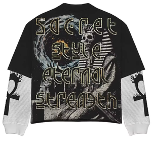 T-shirts graphiques amples 100 % coton à manches longues double couche pour hommes – Coton épais, coupe oversize - Product Image 6