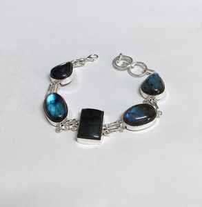 Brazalete de piedras preciosas naturales, brazalete de lapislázuli, pulseras Unisex, regalo al por mayor, joyería de cristal Premium, pulseras de cadena de eslabones - Product Image 1