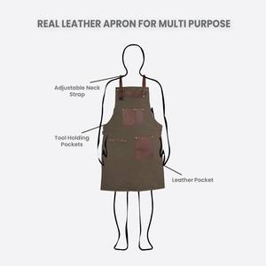 Tablier de barista de luxe en toile, porte-outils multipoches, harnais en cuir réglable, gilet de barman, uniforme pour barbier, café, serveur - Product Image 4