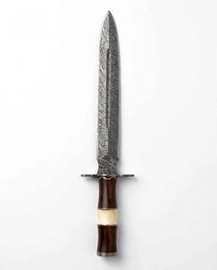Cuchillo utilitario de hoja fija de acero de Damasco hecho a mano con mango segmentado de palisandro y hueso, calidad DIY, OEM disponible - Product Image 3