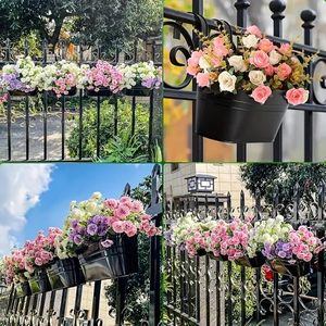กระถางแขวนแบบโมเดิร์นฟาร์มเฮาส์ ทนทาน ทำจากเหล็กเคลือบสีฝุ่น รูปทรงวงรี สำหรับระเบียง  กระถางแขวนหลากสี รุ่น R R - Product Image 3