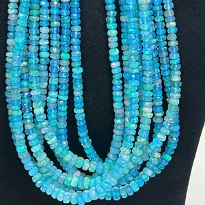 Natural Premium Quality Blue Paraiba <b>Opal</b> Beads Gemstone 3-5 mm Flashy Facted Round CMA Certified <b>Necklace</b> From Rajasthan - Product Image 2