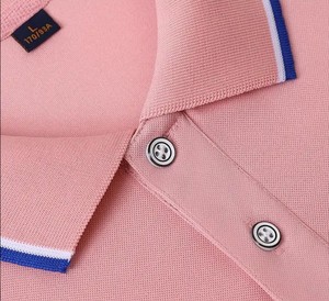 Chemise personnalisée pour homme en polyester/coton tricoté, couleur unie, séchage rapide, broderie de logo de haute qualité sur le devant, fournisseur en gros OEM ODM - Product Image 6