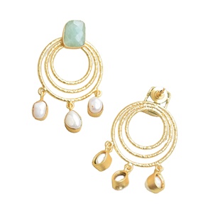 Aretes de Aro de Latón al por Mayor, Perla Natural, Joyería de Piedras Preciosas Auténticas, Latón Chapado en Rodio, Hipoalergénico, Uso Seguro, Premium B2B - Product Image 4