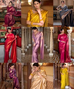 Pink Silk Saree Traditional Indian Wedding Dress Banarasi Style <b>Floor</b> Length Women's Sari Regular Fit All Seasons - Product Image 5