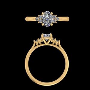 แหวนหมั้นเพชรทรงรี 0.88 กะรัต ทอง 18k พร้อมแหวนแต่งงานทองคำขาว 14k ประดับเพชรทรงกลม ของขวัญเครื่องประดับชั้นดีสำหรับเธอ - Product Image 1