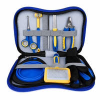 Kit de toilettage pour animaux 8-en-1 - Kit complet à domicile avec coupe-ongles, brosse, ciseaux, brosse à dents, bol pliable et adapté à toutes les races