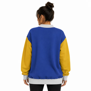 Sweat-shirts pour femmes de haute qualité, multicolores, avec poche supérieure, manches contrastantes, lettrage, style pull-over, rétro, en polyester, personnalisables - Product Image 2