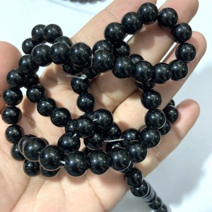 ลูกปัดอาเกตสีดำธรรมชาติ ขนาด 4/6/8/10/12/14 มม. ลูกปัดเรียบสำหรับร้อยเป็นสาย  คุณภาพเกรด AAA รับรองโดย IGI แบรนด์เครื่องประดับ MAHNAJ GEMS - Product Image 1