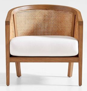 Canapé-lit traditionnel en teck massif avec dossier et coussin en rotin pour le mobilier de salon - Product Image 1