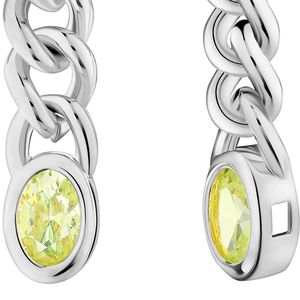 Boucles d'oreilles pendantes en cristal vert argenté avec pierre ovale et design chaîne, bijoux élégants pour femmes, boucles d'oreilles pendantes pour soirée - Product Image 3