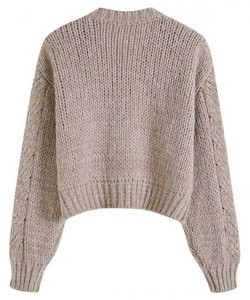 Pull-over en tricot pour femme, col en V, boutonné, respirant, coupe ample, tons neutres, qualité supérieure, style européen - Product Image 2