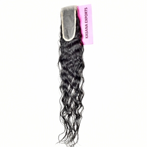 Extensiones de Cabello Humano Ondulado Natural Remy Indio con Cierre de Encaje 2*6, Cutícula Alineada, Color Negro, Doble Trama a Máquina, Venta al por Mayor - Product Image 4