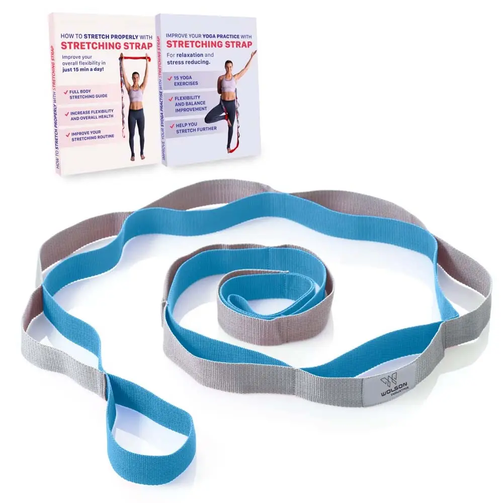 Wholesale Stretch Nylon Webbing Exercise Stretching Belt Yoga Stretch Strap With Custom Loops Physical Therapy Yoga Straps