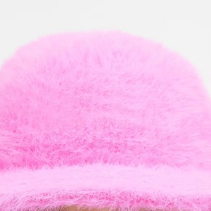 Pink Faux <b>Fur</b> Balaclava Unisex Plush Winter Hat With Brim For Casual Wear Adults 54-56CM - Product Image 3