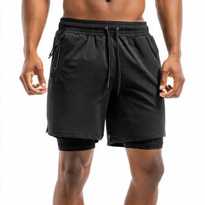 Shorts de sport double couche pour homme, taille à cordon, athlétiques, 2 en 1, 100% polyester - Product Image 2