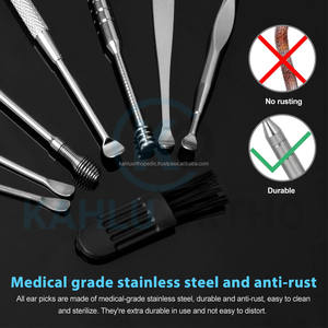 8 pièces, ensembles de nettoyage d'oreilles réutilisables de haute qualité, cure-oreilles en acier inoxydable, boîte de rangement portable, outils de nettoyage des oreilles KAHLU - Product Image 6