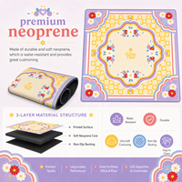 Tapis de Mahjong Rétro Floral Pliable Personnalisé en Gros 33x33 Pouces en Néoprène Premium Antidérapant pour Poker et Mahjong Américain, Cadeau OEM