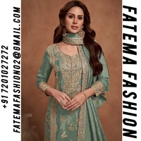 Vrai Salwar Kameez Kurti Plazo Dupatta en fausse fourrure brodée personnalisable pour femmes Simar, design ethnique moderne, vêtements de mariage en stock