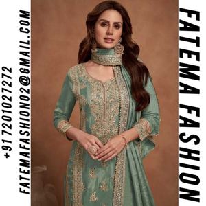 Salwar Kameez Kurti Plazo Dupatta de Piel Sintética con Bordado Personalizable para Mujer, Diseño Étnico Moderno, Ropa de Boda, Disponible en Existencias - Product Image 2