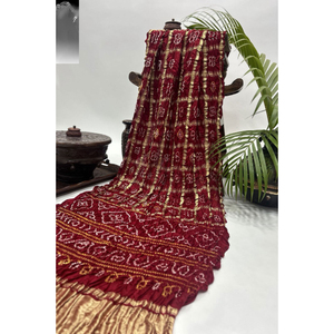 Sari de Seda Gaji de Lujo, Ghatchola, Teñido a Mano, Bandhani, Sari Étnico para Boda - Product Image 1