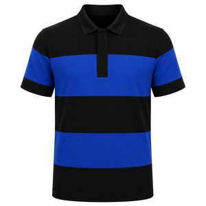 Camisa a Rayas para Hombre con Logotipo Personalizado, Estilo Chic Y2K, Manga Corta, Rayas en Bloques, Camisa a Rayas Premium de Moda para Hombre - Product Image 3