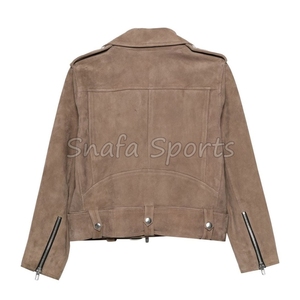 แจ็กเก็ตหนังนิ่มผู้หญิง, แจ็กเก็ตหนังกลับสไตล์คลาสสิกน้ำหนักเบาแจ็กเก็ตหนังคาวเกิร์ลใส่สบาย - Product Image 2
