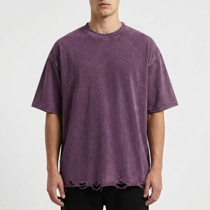 T-shirt vintage en coton épais délavé, coupe ample et décontractée, pour usage quotidien, écologique, 230g - Product Image 1