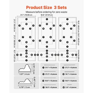 Kit di 3 Pannelli per Rivestimento Murale in Polistirolo Leggero e Facile da Dipingere, Profilo Doppio Largo e Stretto per Rivestimenti Murali - Product Image 2