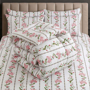 Juego de Edredón con Estampado Floral Clásico, 100% Algodón Percal T-180, Transpirable para Todas las Estaciones, Uso Doméstico - Product Image 3