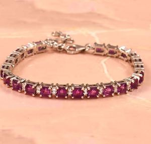 Pulsera de tenis de amatista natural, plata de ley 925 chapada en oro, joyería elegante para mujer, piedra de nacimiento de febrero, regalo de lujo - Product Image 1