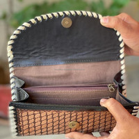 Tas tangan berukir dompet modis warna Pirus untuk wanita dompet kulit barat Clutch casing ponsel Multi guna