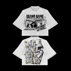 Camiseta de algodón de punto para hombre, blanca, de corte regular, oversize, manga corta, cuello redondo, estilo urbano, color liso, con ribete en contraste, anti-bolitas. - Product Image 5