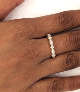 Anillo de compromiso y boda de oro macizo para mujer con moissanita de corte marquesa y redondo, engaste de púas, solitario, halo, joyería de moda - Product Image 4