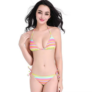 Nuevo conjunto de bikini triangular acanalado de diseño personalizado para mujer, conjuntos de bikini sexys de dos piezas, conjuntos de bikini con corte automatizado. - Product Image 2