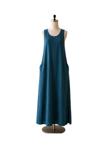 Vestido Maxi Boho sin Mangas de Lino/Algodón, Silueta en A, Cuello Redondo, Diseño Vintage Ecológico, Ropa de Oficina para Todas las Temporadas - Product Image 1