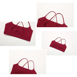 Sujetador Deportivo de Primera Clase para Mujer, Cuello Cuadrado, Tirantes Finos, Soporte Medio, Color Sólido, Ropa Deportiva para Yoga, Color Rojo, Sujetador Deportivo para Fitness - Product Image 4