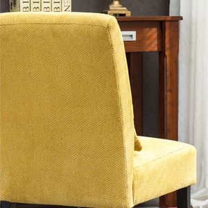 Poltrona Moderna Senza Braccioli in Tessuto Chenille Pisano con Cuscino Giallo per Soggiorno - Product Image 6