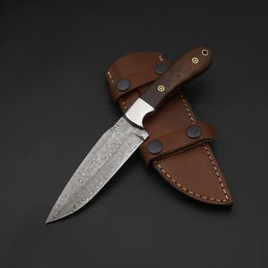 Cuchillo de Hoja Fija de Acero de Damasco, Espiga Completa, para Caza y Desollado, OEM, Industrial, para Camping y Exteriores, con Funda - Product Image 6