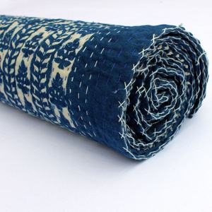 Cubrecama Kantha de Jaipur Hecho a Mano, Manta Decorativa con Estampado Hecho a Mano, para Sofá o Cama, para Uso Doméstico - Product Image 2