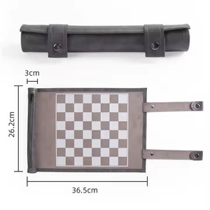 Premium Quality Portable Roll-up PU Leather 2 in 1 Travel <b>Backgammon</b> Checkers Set & Chess Board Game Set Support Custom LOGO - Product Image 4