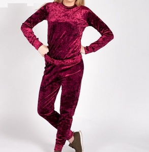 Customizable Blank Solid Color <b>Crop</b> <b>Top</b> Woman Activewear Sports Ladies Velvet Tracksuits Zipper Velour Sweatsuits Breathable - Product Image 4